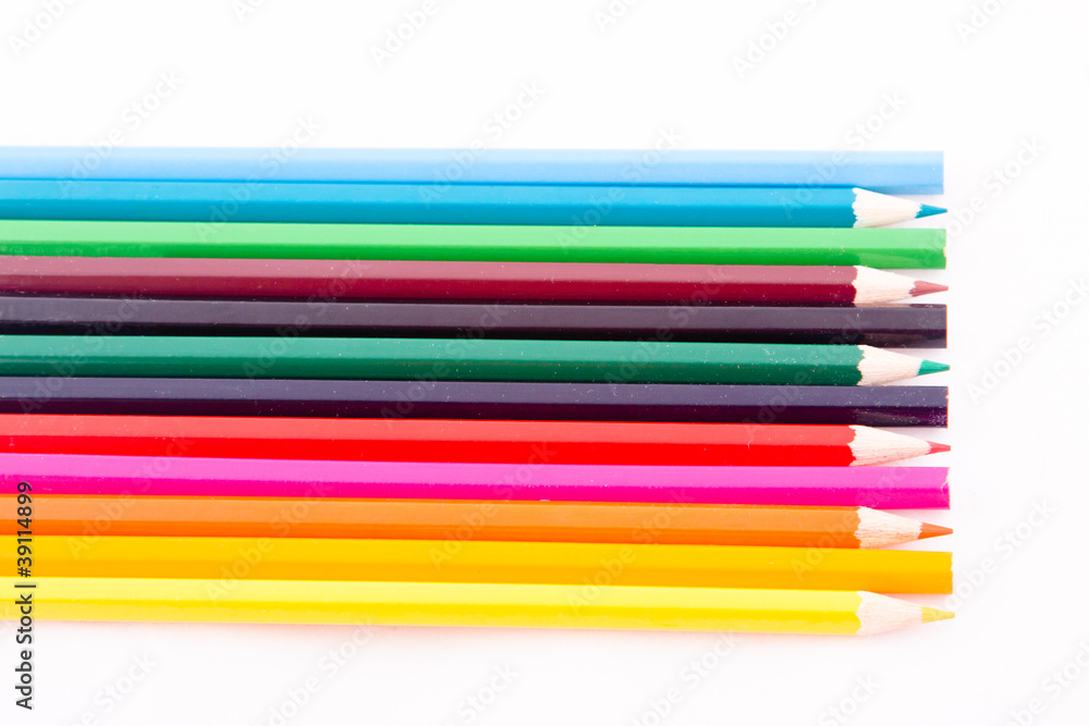 Color pencils on white isolated background Color pencils on white isolated background