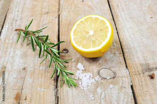Mediterranean spices - rosemary, lemon and sea salt