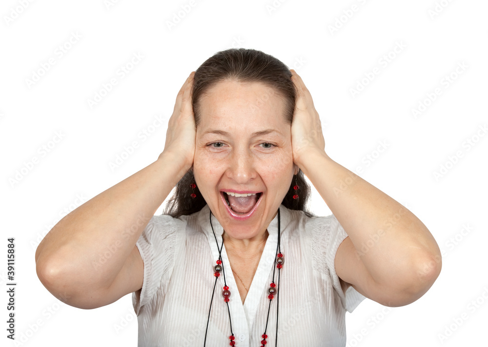 woman covers her head because of being scared woman covers her head because of being scared