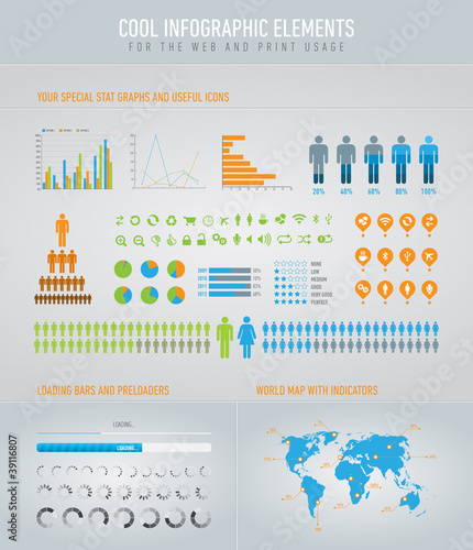 cool infographic elements for the web and print usage