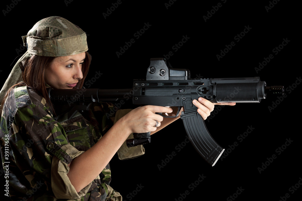 Beautiful woman in action pose Beautiful woman in action pose