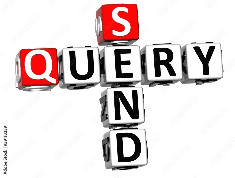 3D Send Query Crossword on white background 3D Send Query Crossword on white background