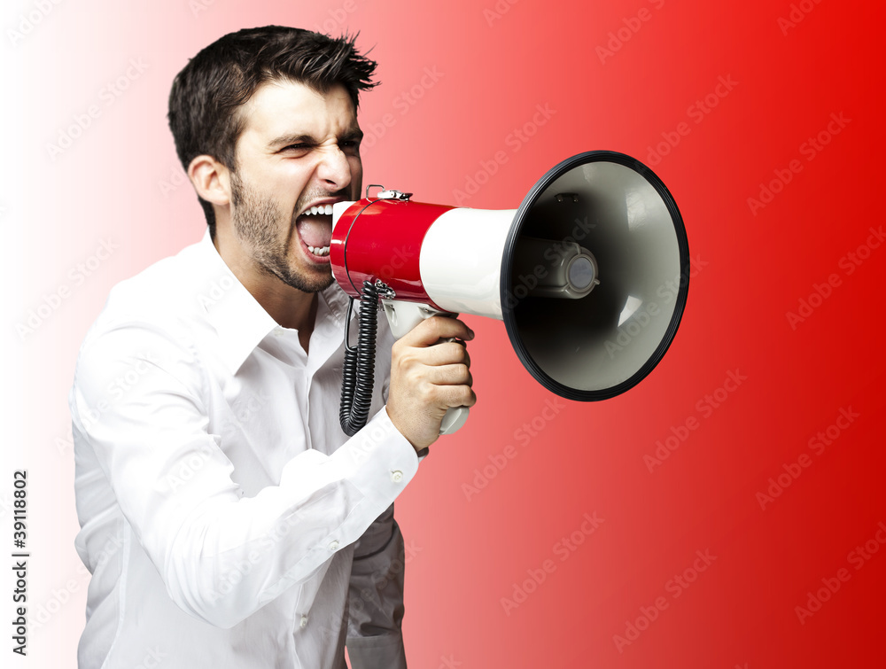 man with megaphone man with megaphone