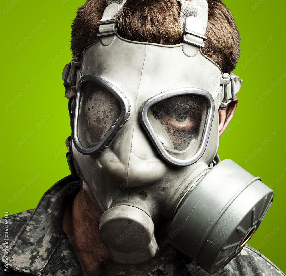 soldier with gas mask soldier with gas mask
