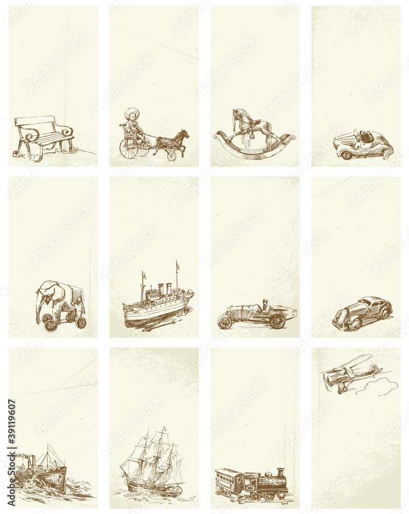 business cards - vintage toys