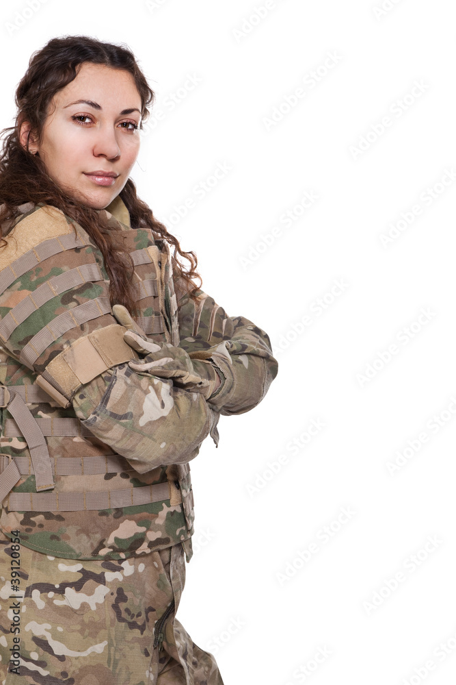 Beautiful army girl with rifle Beautiful army girl with rifle