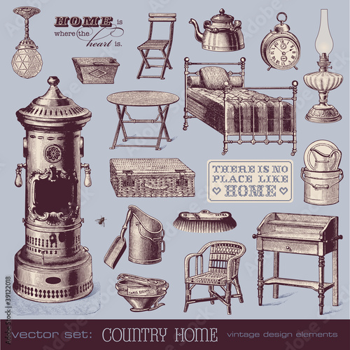vintage furniture and household objects