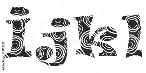 Handdrawn vector lliteras "i", "j","k" and "l"