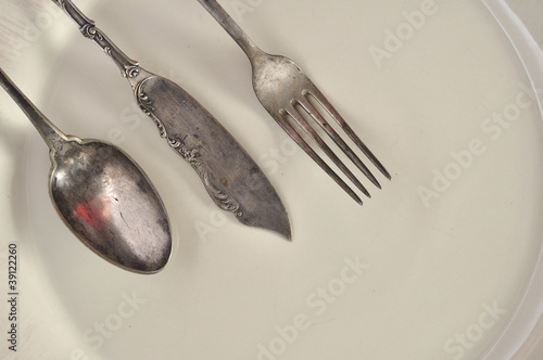 antique spoonn and fork photo