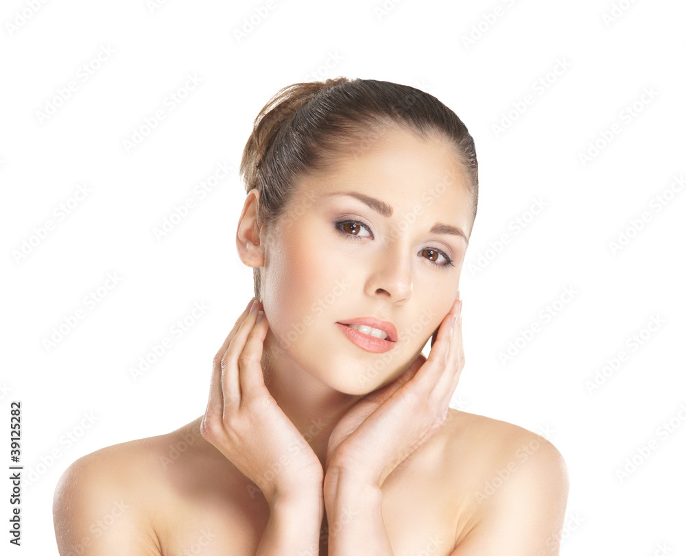 Portrait of a young woman isolated on a white background Portrait of a young woman isolated on a white background