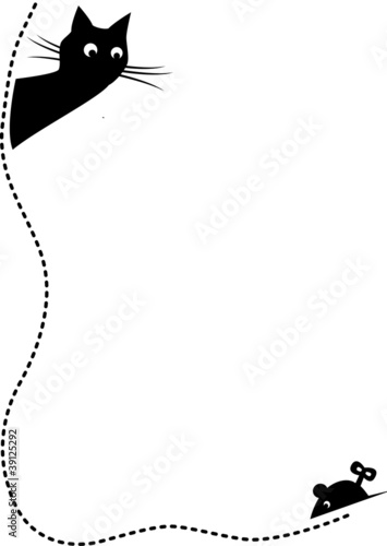 Black dotted line with cat and wind-up mouse