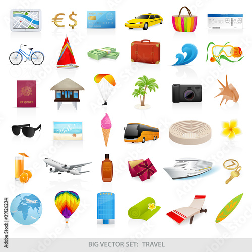 Big vector set: travel (icons) - detailed illustrations