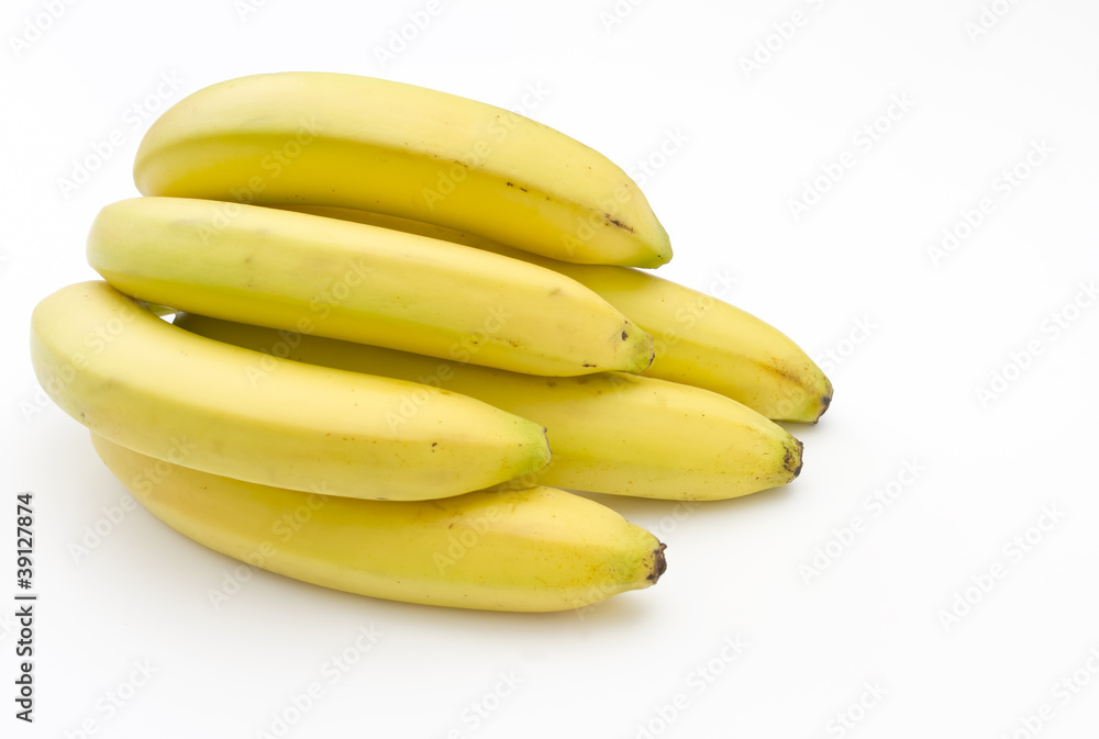 Bunch of fresh ripe bananas on white background