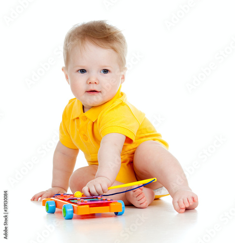 Funny child playing  with m...
