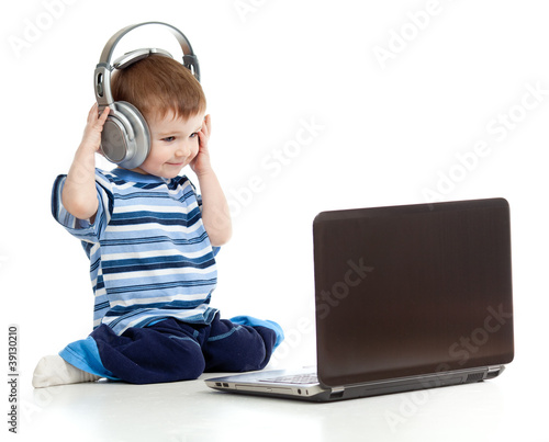 Funny child playing with la...