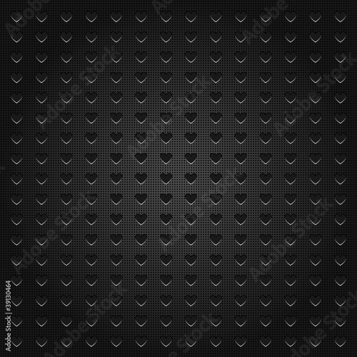 chrome metal surface, background perforated in shape heart