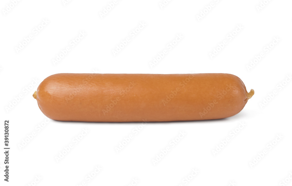 One sausage isolated on white background One sausage isolated on white background