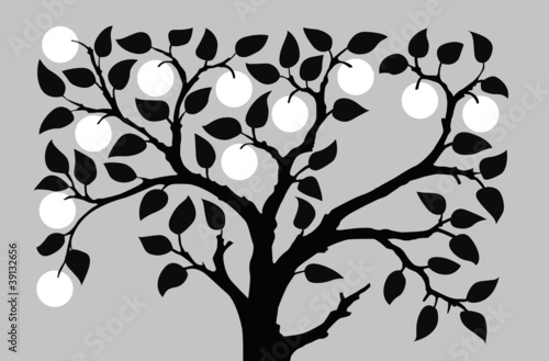 silhouette to aple trees on gray background