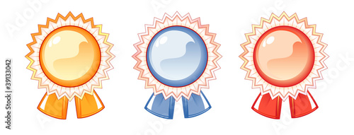 Set of labels of the awards, three colors