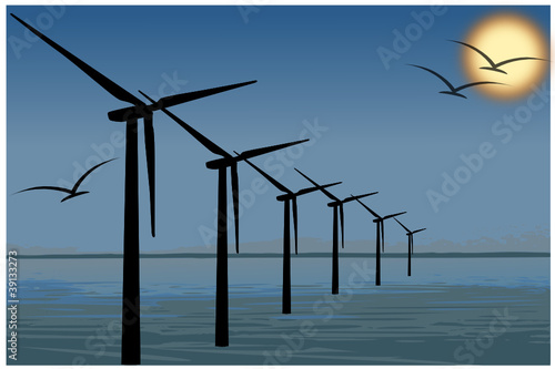 Windkraftanlage auf dem Meer