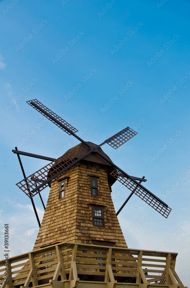 Windmill in the blue sky