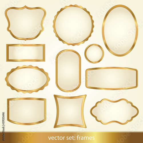 Set of gold vector frames