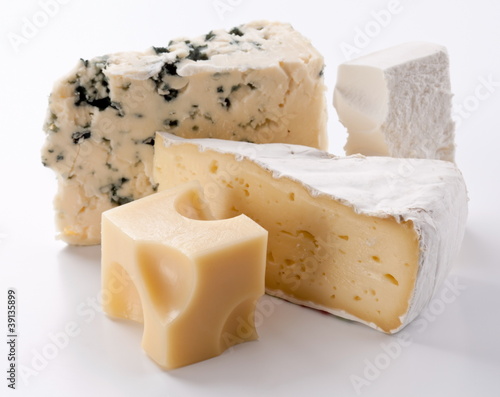 Various types of cheeses.