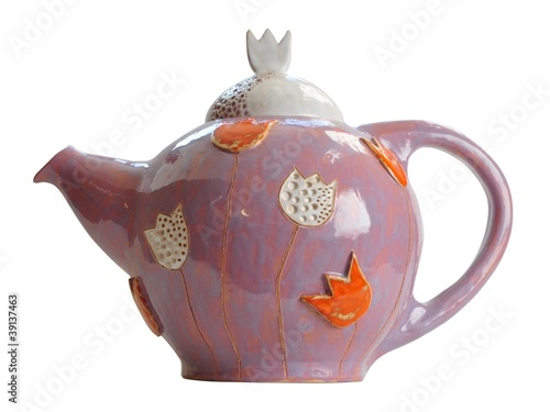 Round teapot with flowers