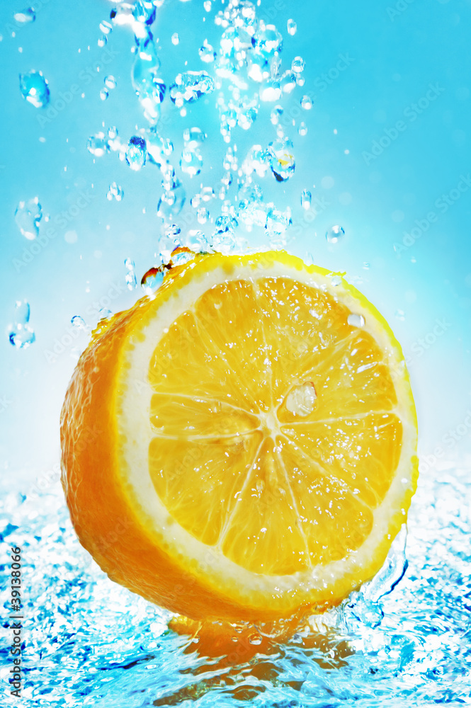 Water splash on lemon Water splash on lemon