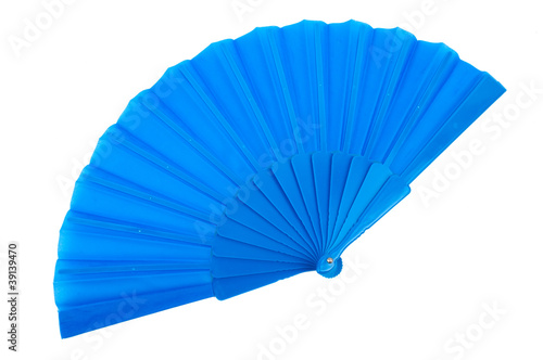 blue hand fan