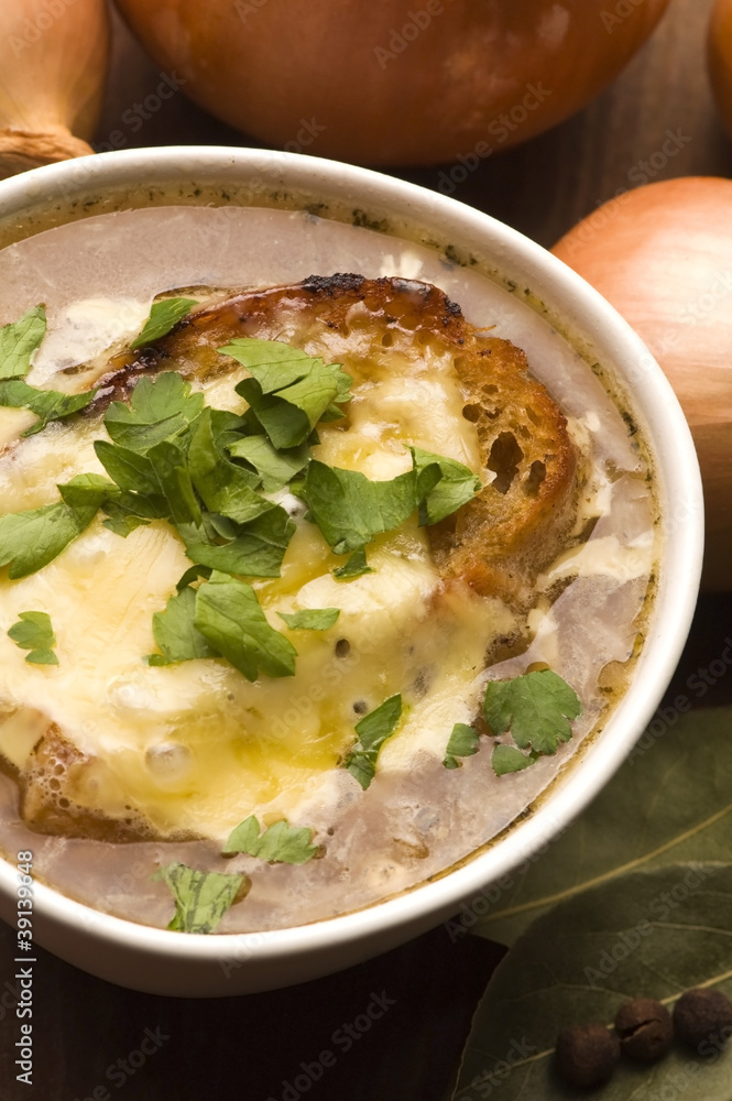 French onion soup with ingredients