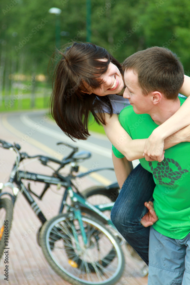 A young couple having fun