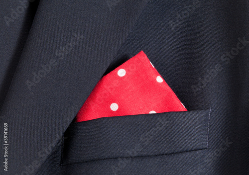 Fototapete Red handkerchief in blue blazer