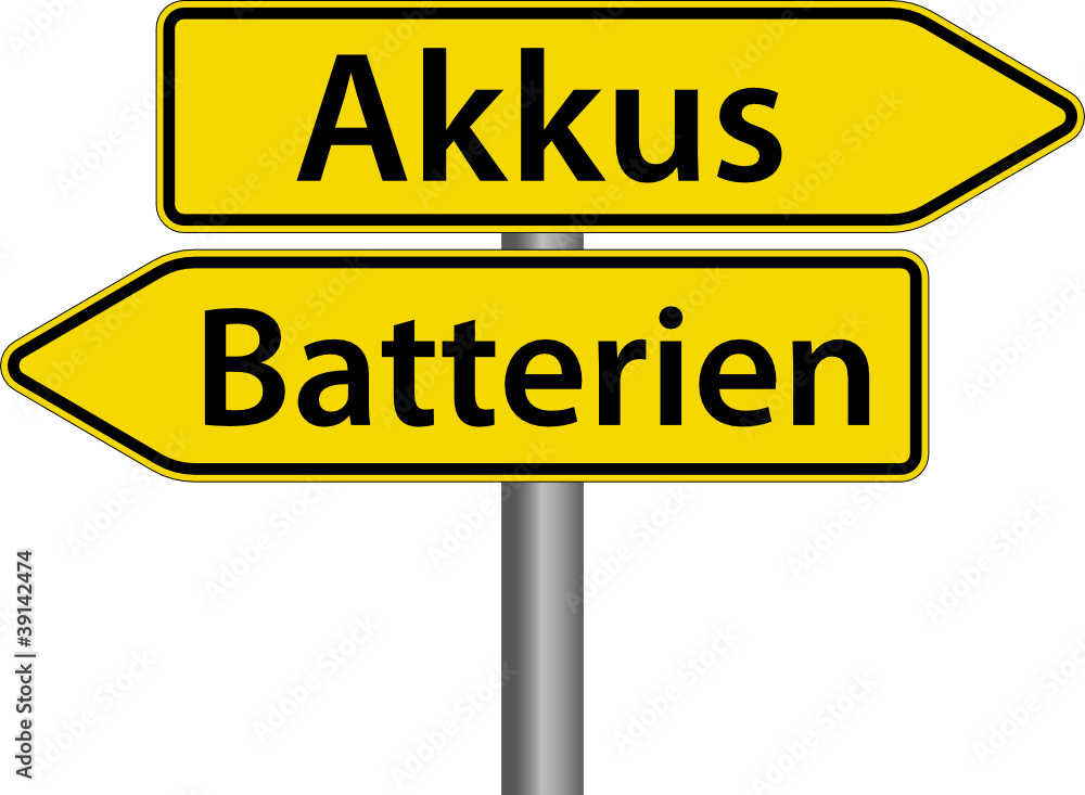 Akkus oder Batterien Schild Zeichen Akkus oder Batterien Schild Zeichen