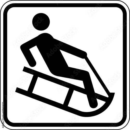 Schlittenfahren Rodeln Winter Schild Zeichen Symbol