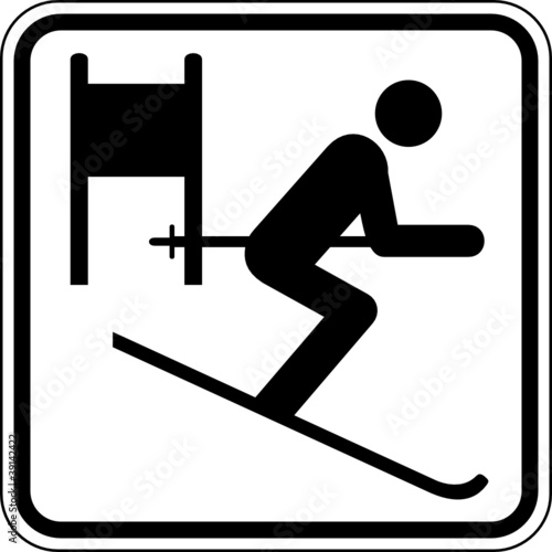 Ski fahren Abfahrt Skifahrer Schild Zeichen Symbol Sport