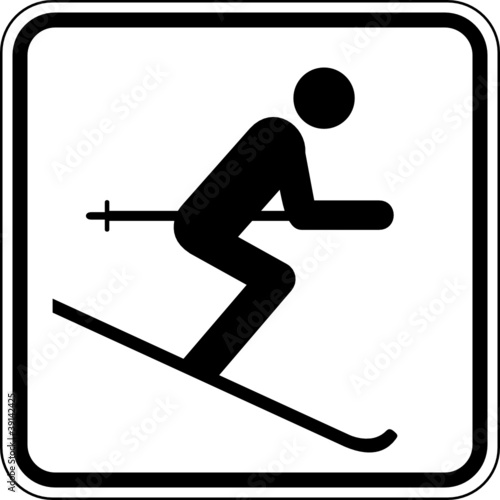 Ski fahren Abfahrt Skifahrer Schild Zeichen Symbol Sport