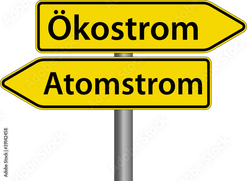 Ökostrom oder Atomstrom - Schild - Wegweiser