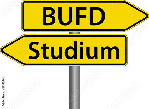 Bundesfreiwilligendienst oder Studium Schild Zeichen