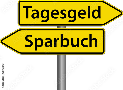 Tagesgeld oder Sparbuch Schild