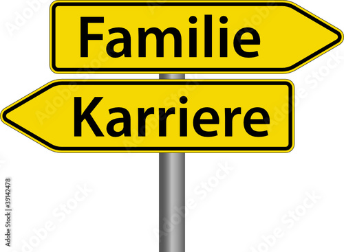 Familie oder Karriere Entscheidung Schilder