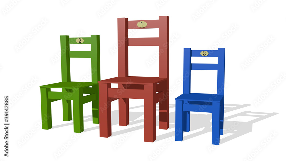 Three chairs as podium Three chairs as podium