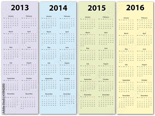 Calendar 2013 - 2016
