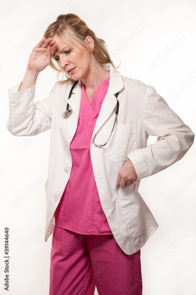 Lady doctor with headache Lady doctor with headache