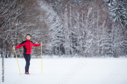 Cross-country skiing: young man cross-country skiing