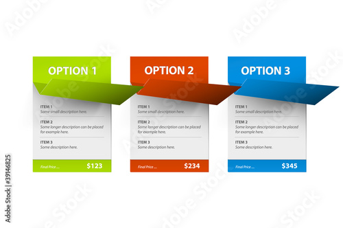Set of Vector paper cards with origami corner