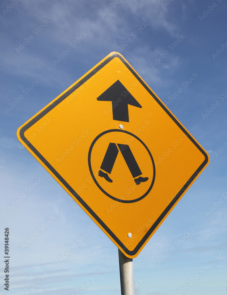 Pedestrian Crossing Sign on Blue Sky background Pedestrian Crossing Sign on Blue Sky background