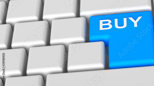 Buy now - blue key computer keyboard.