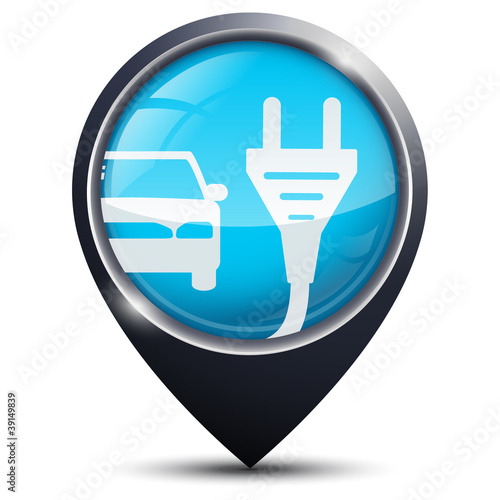 Symbole glossy vectoriel borne recharge véhicule électrique