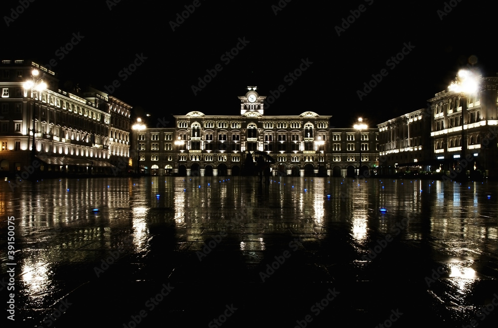 Italy, Trieste, piazza Unita Italia by night